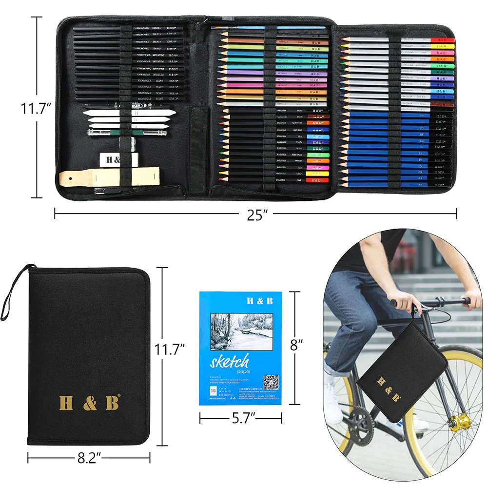 Art Drawing Sketch Pencils Art Drawing Set School Supplies,Sketching Pencil Case Tools,Ideal Gift For Artists Adult Kid