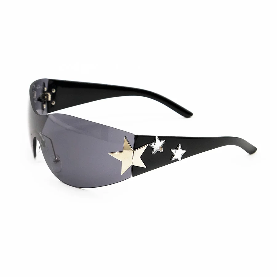 Large Frame Star Wrap Around Fashion Sunglasses - Y2K Style Summer Party Eyewear