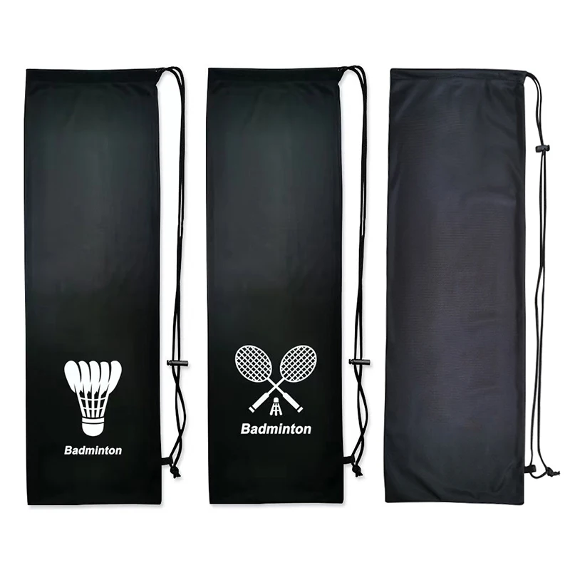 Badminton Racket Cover Bag Soft Storage Bag Case Drawstring Pocket Portable Tennis Racket Protection