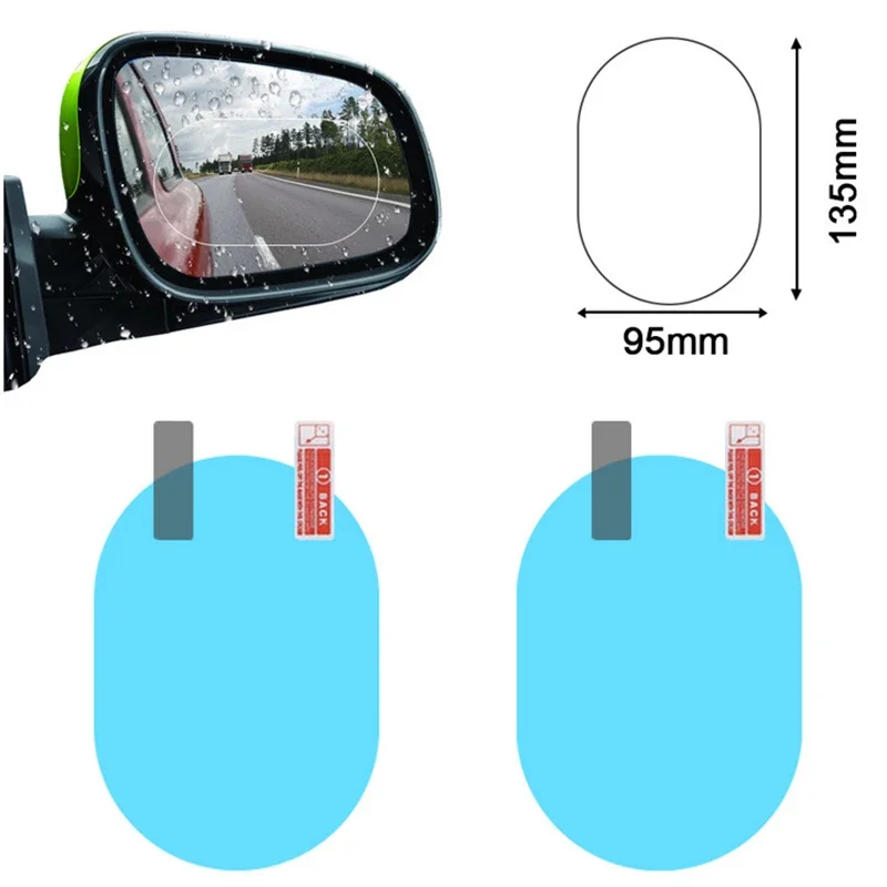 2 Pcs Car Rainproof Clear Film Rearview Mirror Protective Anti Fog Waterproof Film Auto Sticker Accessories 100x100mm100x145mm