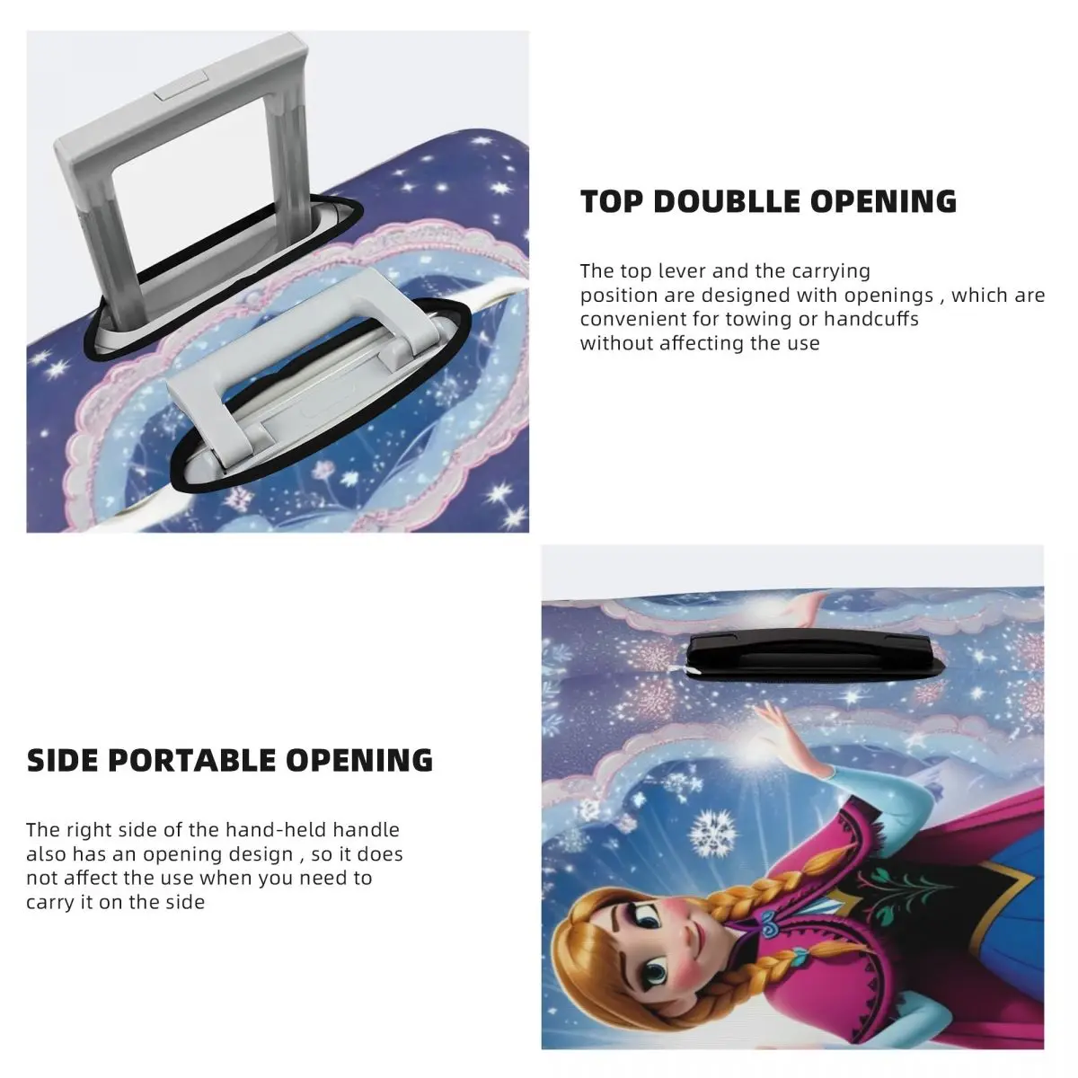Frozen Anna Elsa Cartoon Suitcase Cover Holiday Travel Useful Luggage Case Protector 4