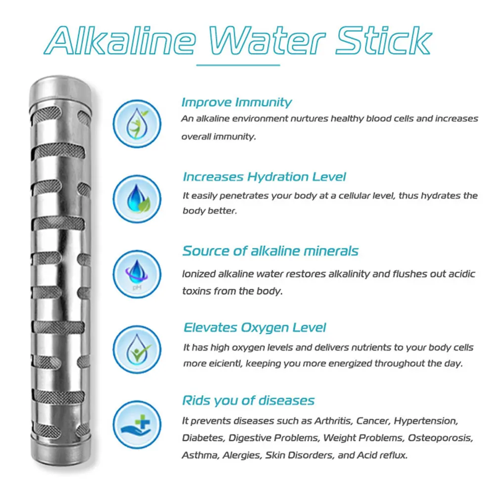 PH Alkalizer Ionizer Alkaline PH Water Filter Stick Hydrogen Minerals Wand Naturally Increases Levels and Decreases ORP