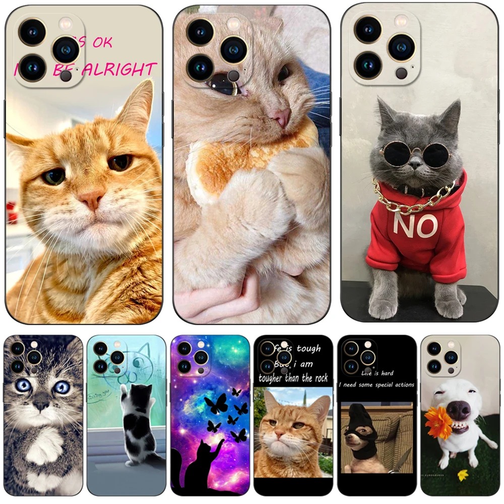 Per Iphone 13 Custodia Per Iphone 13 Mini Iphone 13 Pro Max Custodia Iphone 13 Iphone 13Pro 13Pro Custodia In Tpu Nero Gatto Divertente