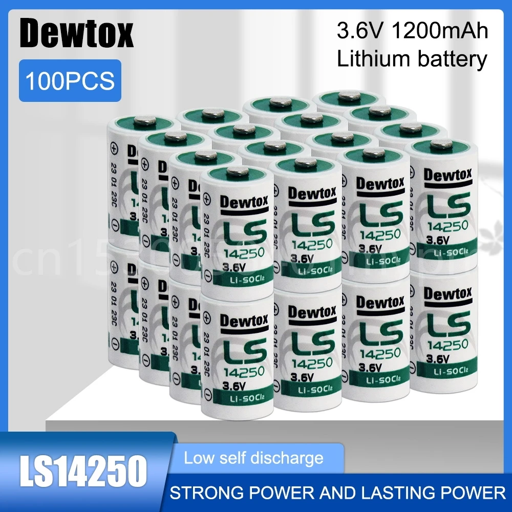 100 Pz Dewtox Ls14250 L14250 Er14250 1/2Aa Tl-5902 3.6V Batteria Al Litio Per Plc Macchine Utensili Cnc Contatore Del Gas Orologio In Tempo Reale