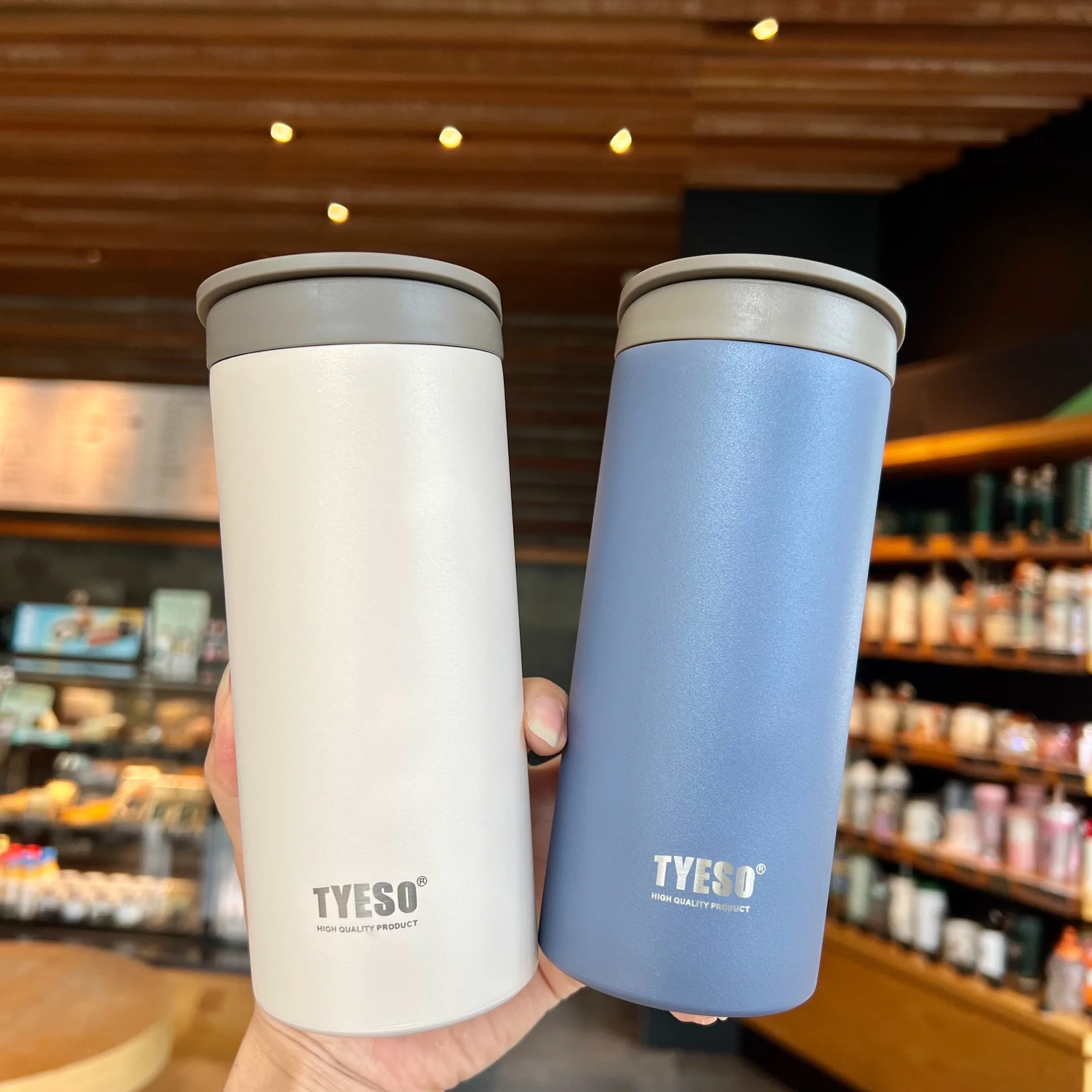 

350ml/500ml Tyeso Double Stainless Steel Coffee Mug Wtih Lock Leak-Proof Fashion Thermos Mug Lady Vacuum Flask Travel Tumbler