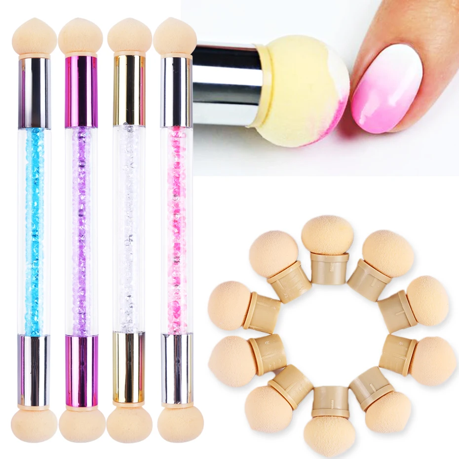 Nail Art Pens Nail Art Brushes Nail Art Sponge Nail Brushes Nail Art Tools 1pcs Double Head Sponges Gradient Shading Pen
