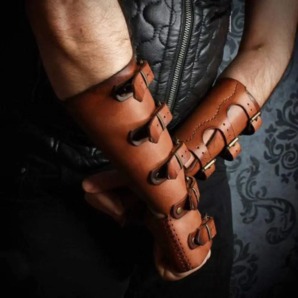 Vintage Medieval Renaissance Viking Wristguard Leather Armor Handguard Cosplay Props