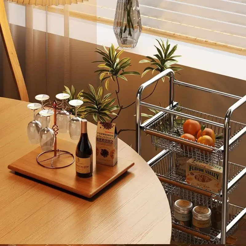 Middle Restaurant bar trolley cart household Dining room storage shelf partition move snacks storage sofa side narrow shelves