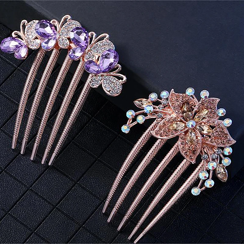 Vintage Kristall Blume Haars pangen koreanischen Stil Mode Perle Strass Haar Kämme glänzende Haarnadeln für Frauen Haarschmuck