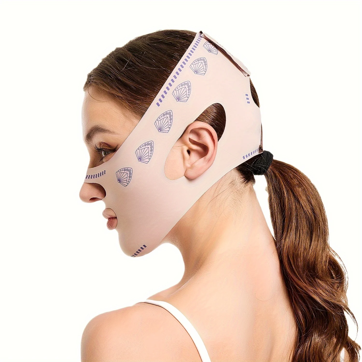 V Face Lift Band - Double Chin Reducer & Jawline Definer, Anti-Aging Elastic Face Mask for Women/Men | Sleep-Friendly Design