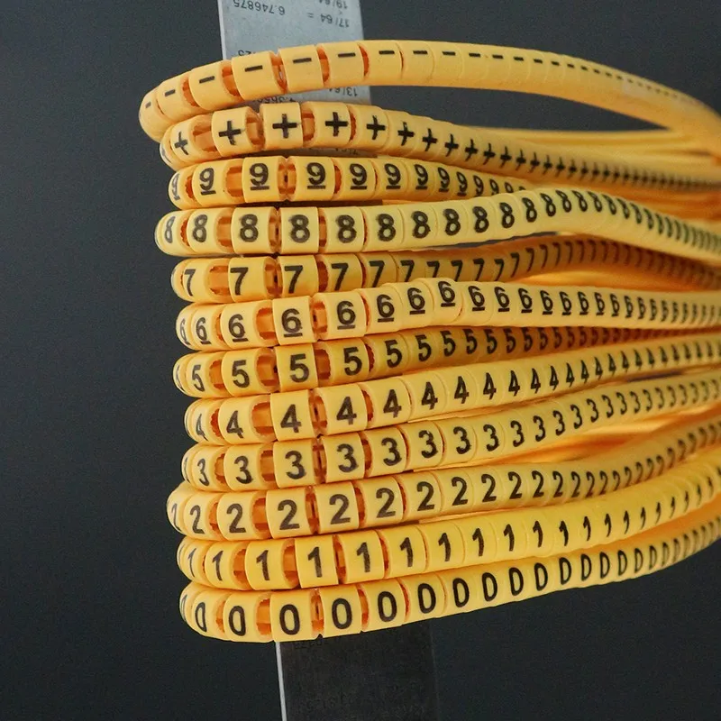 

Freeshipping 120/600PCS Yellow Cable Markers EC-0/1/2/3/5/8 0.5 0.75 1 1.5 2.5 4 6 8 10 12 16 25 35MM2 For Wire Diameter Tubing
