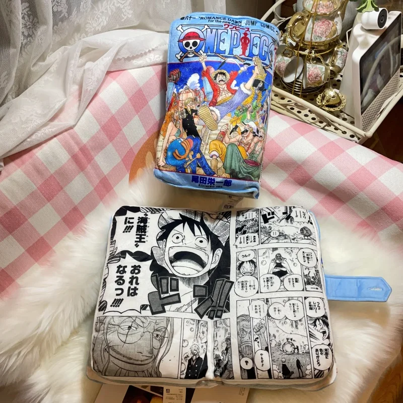 One Piece Manga Buch Plüschkissen Weiches Stoffkissen mit Luffy Manga-Cover Innenseiten-Druck Geschenk Anime-Fans Raumdekoration – Detail 2