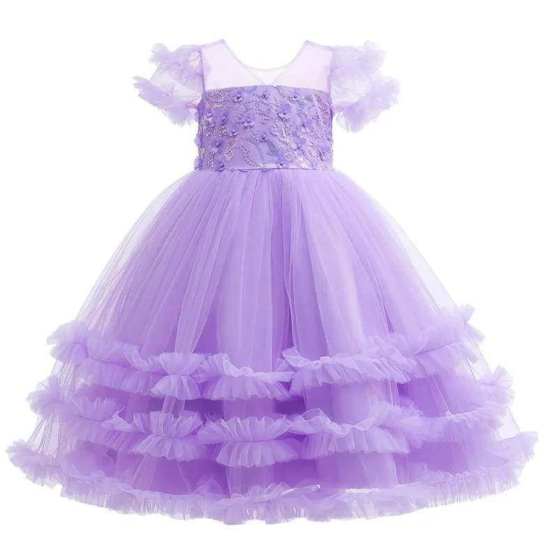 Carnival Children Princess Gown Bridesmaid Clothing Wedding Party Long Dresses For Girls Halloween Costume Vestidos 4-14 Y
