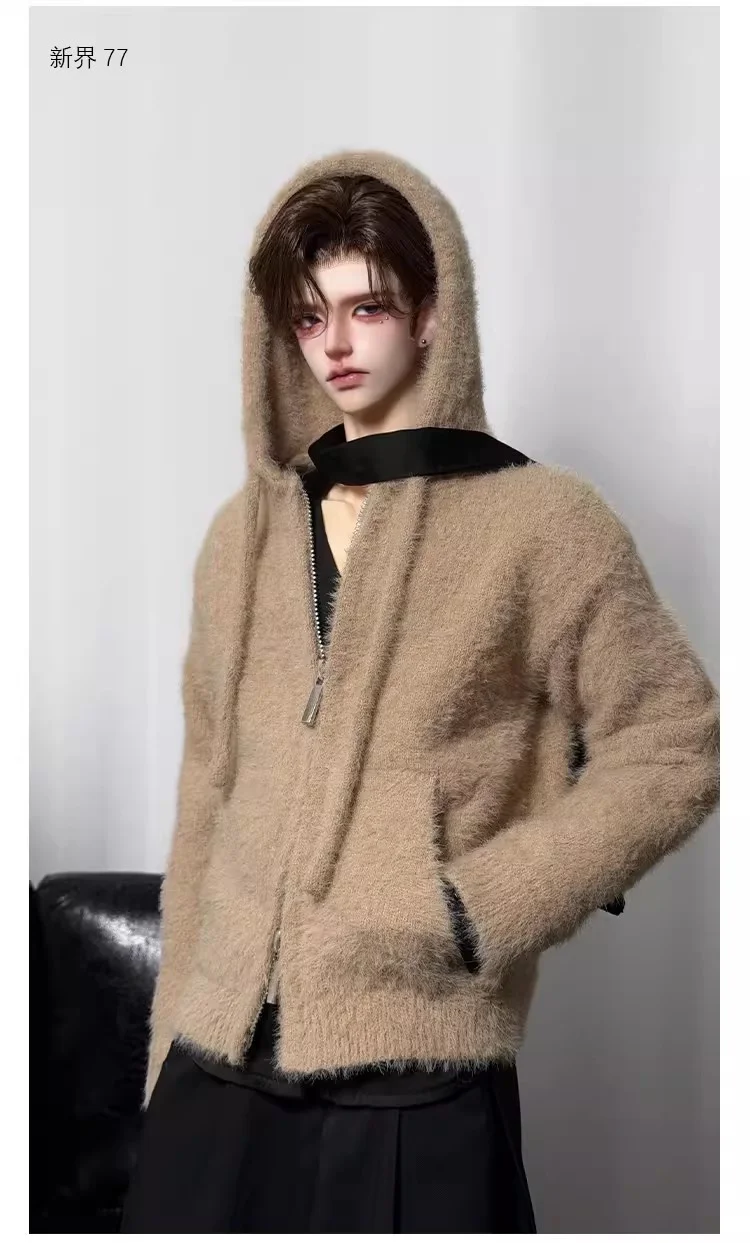 【15일 배송】빅/스페셜 4포인트 CD2 TD752 73/75/77cm 인형용 빅돌스 캐주얼 루즈 지퍼 후드 밍크 가디건 스웨터