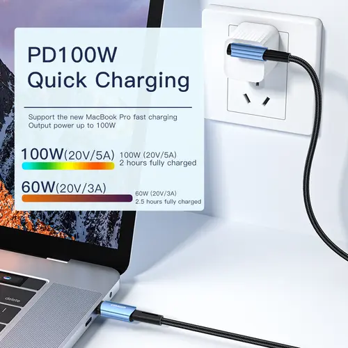 Essager 100W USB Type C To USB C Cable 90 Degree Angle For iPad MacBook Pro Xiaomi Samsung Huawei Fast Charging Type-C Date Wire - Image 2