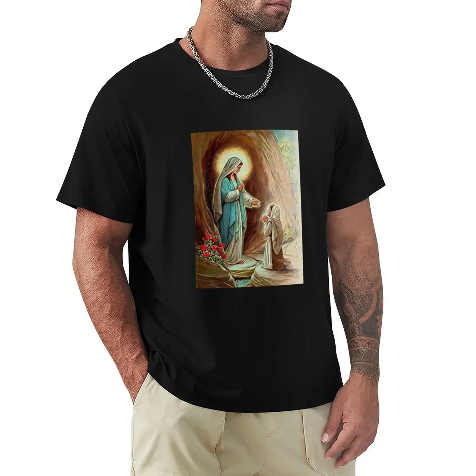 

Our Lady of Lourdes and Saint Bernadette- no subtitles T-Shirt oversized kawaii clothes new edition men clothing