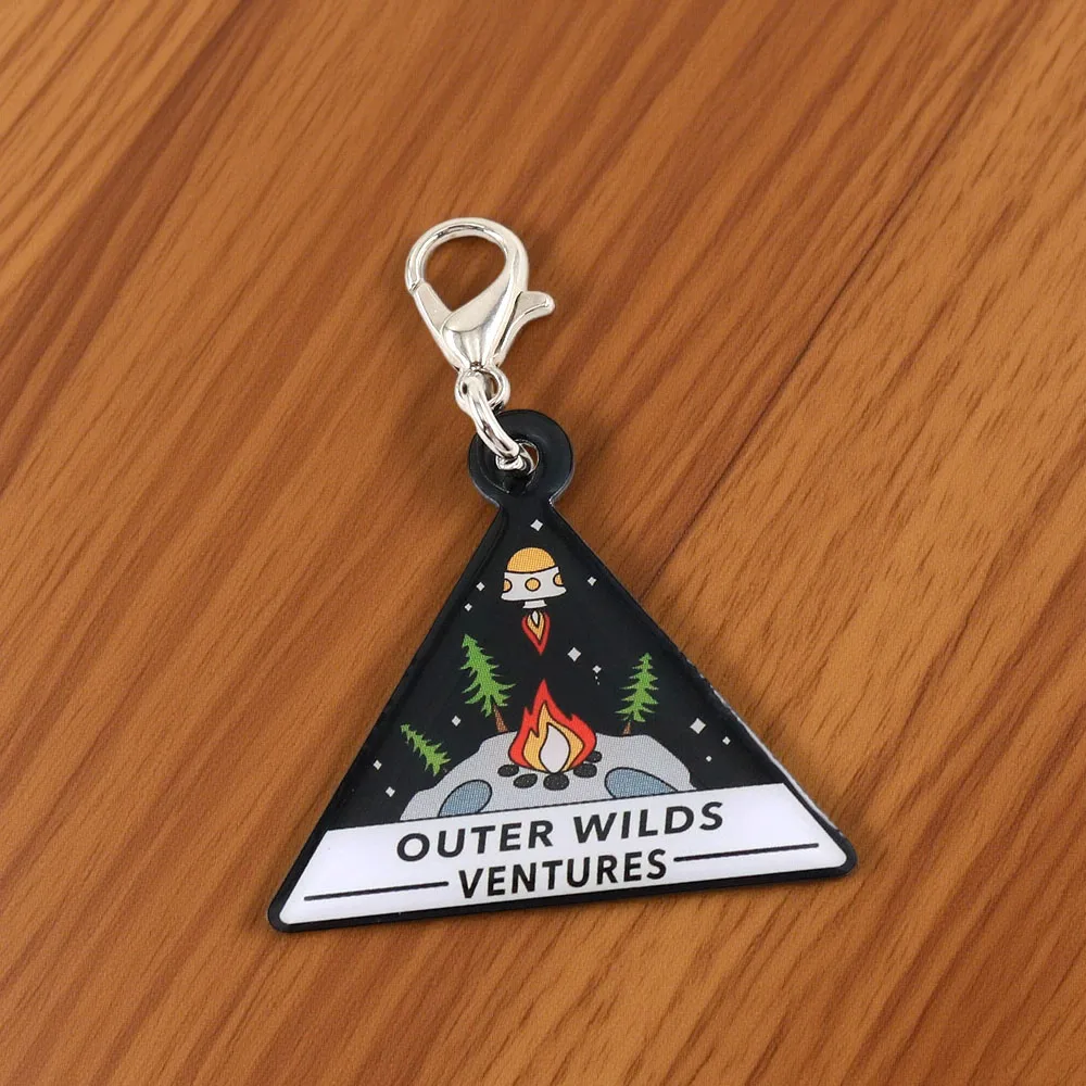 Abenteuerspiel Outer Wilds Ventures Logo Peripherer Schlüsselanhänger Raumschiff Flamme Schlüsselanhänger Abzeichen Spieler Geschenk Anhänger Zubehör – Detail 6