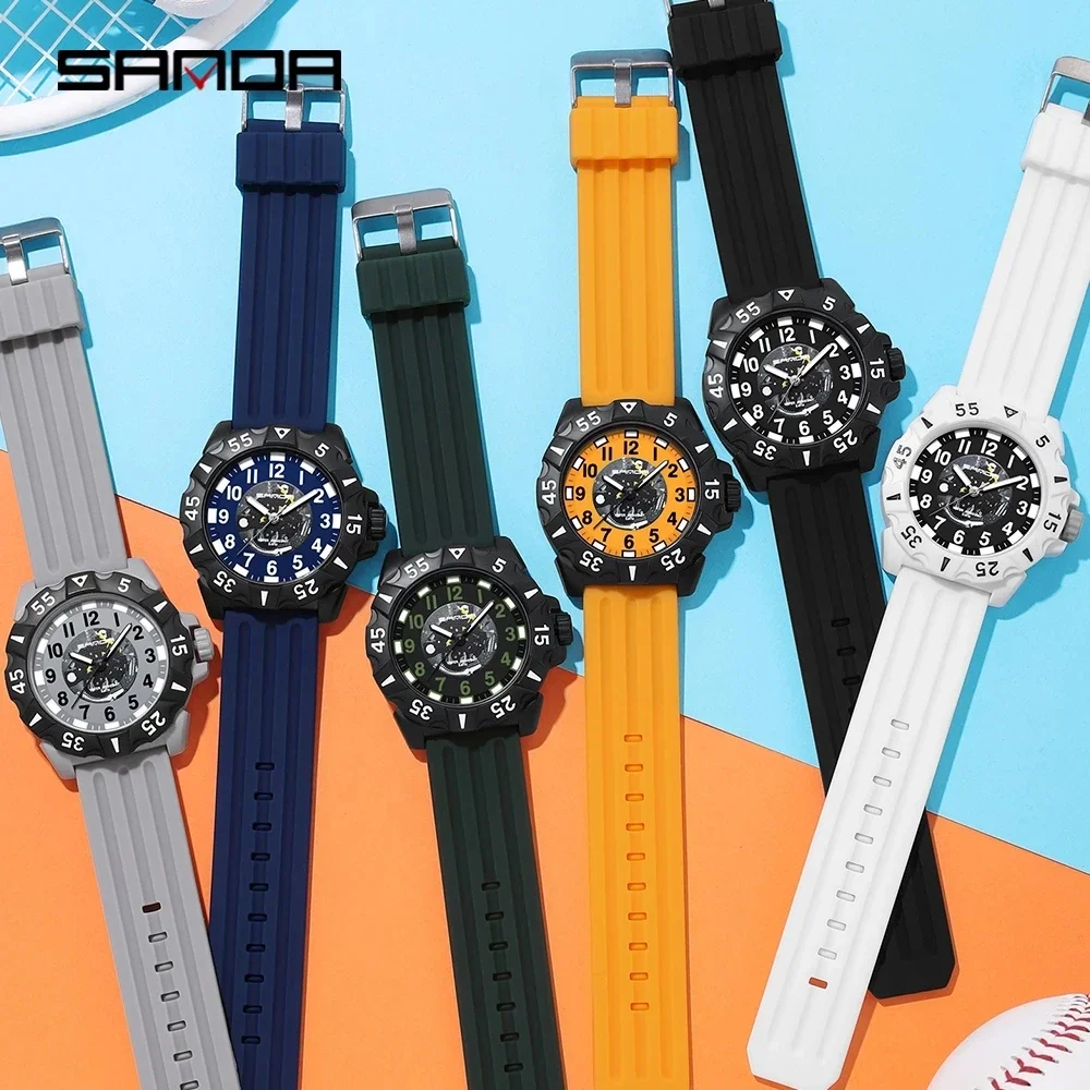 SANDA 2023 Top Luxury Sport Men Quartz Watch Casual Style Military Watches Men 50M Waterproof Male Clock relogio masculino 3209
