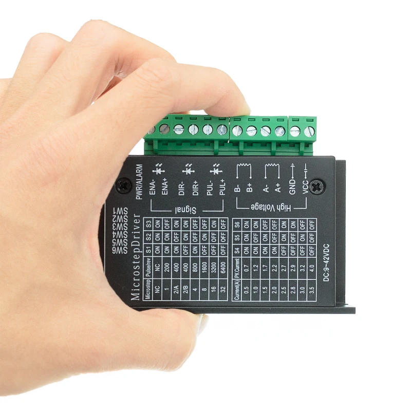 TB6600 stappenmotordriver, Nema 17/23/34 stappenmotordriver 4A 9-42V 32 segmenten, geschikt 42/57/86 type 2/4 fasen stappenmotor, hybride stappenmotor driver voor 3D-printers/CNC