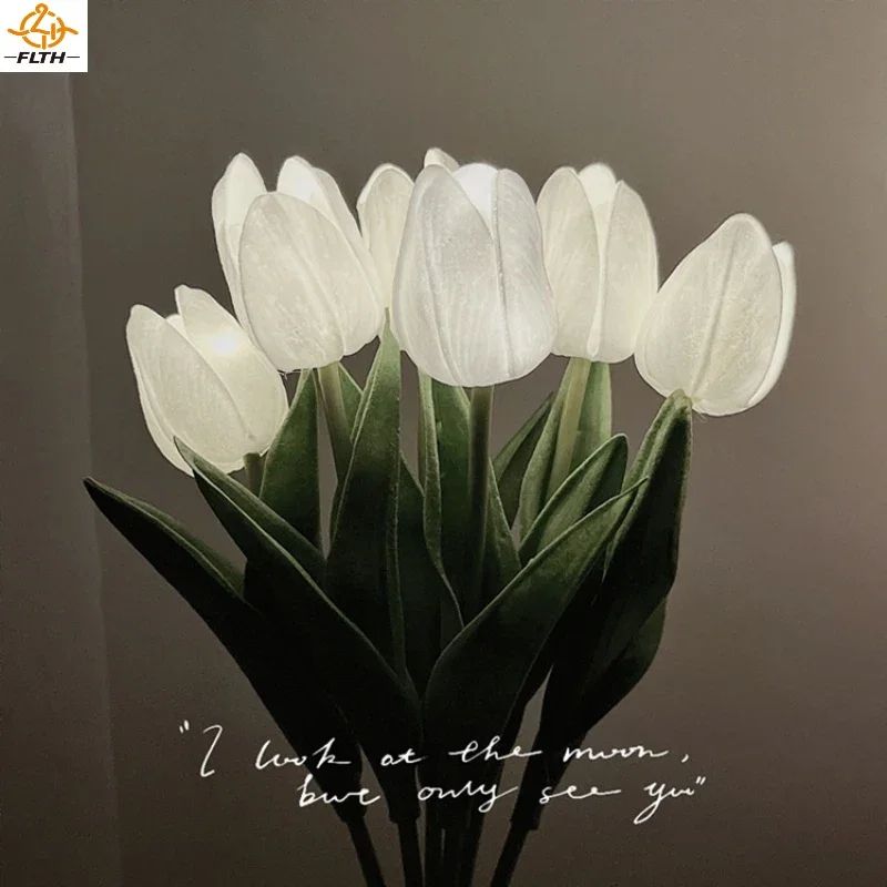 

Tulip Table Led Light Cute Simulation Flower Girls Desk Night Lights Romantic Decor Bedroom Table Lamp