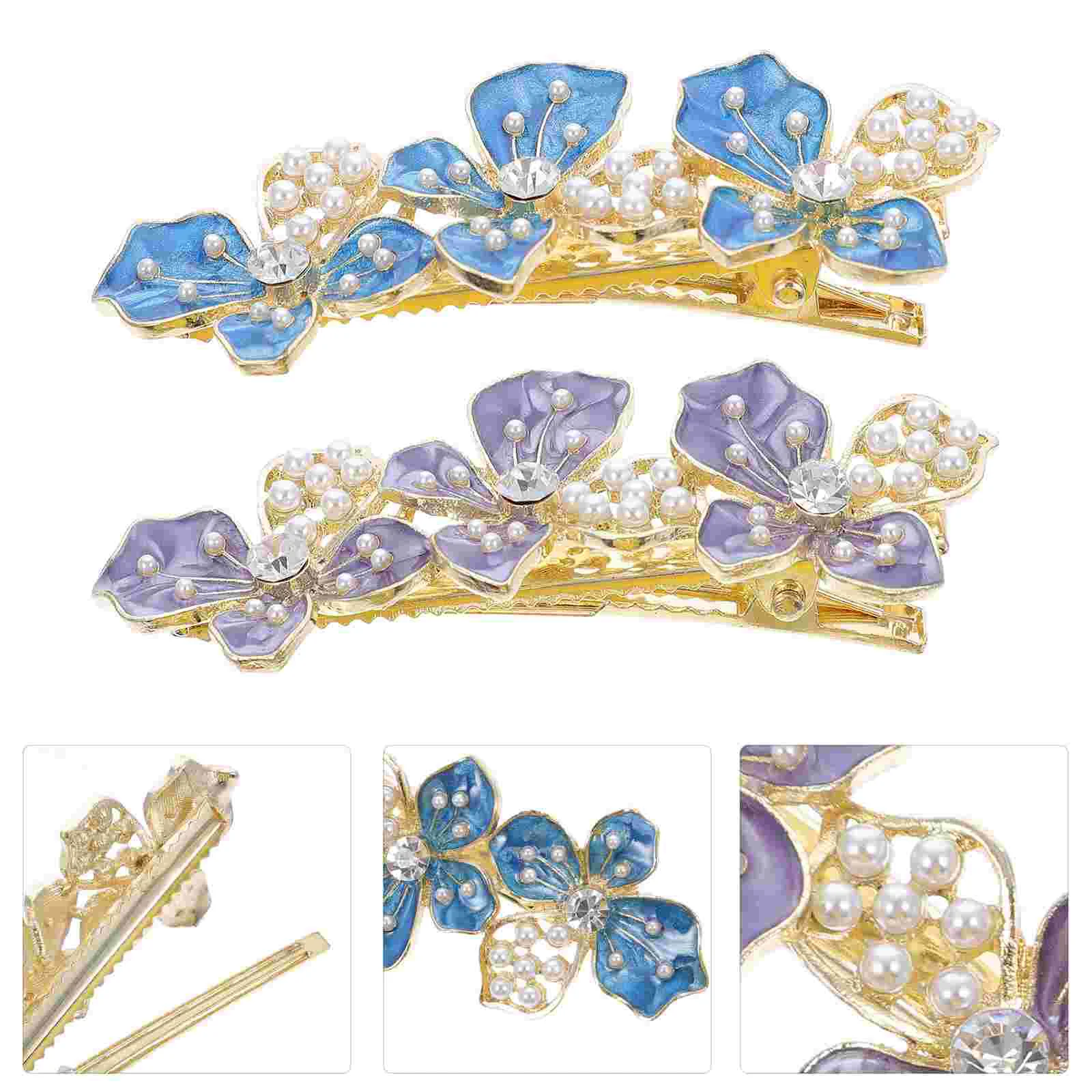 

2pcs Elegant Hair Clips Exquisite Flower Pearl Hairpin Women Girls Headdress