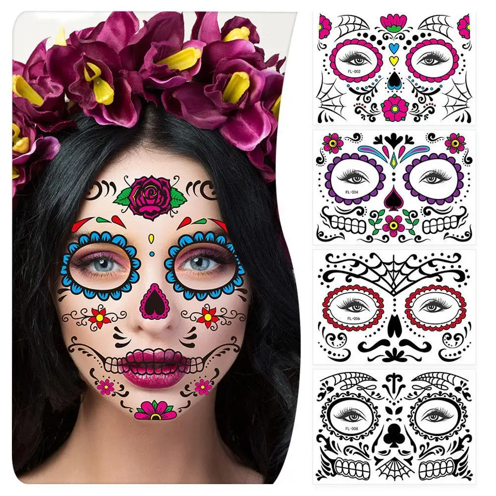 

1 Piece New Halloween Fun Disposable Facial Tattoo Sticker Creative Non Toxic Temporary Makeup Sticker