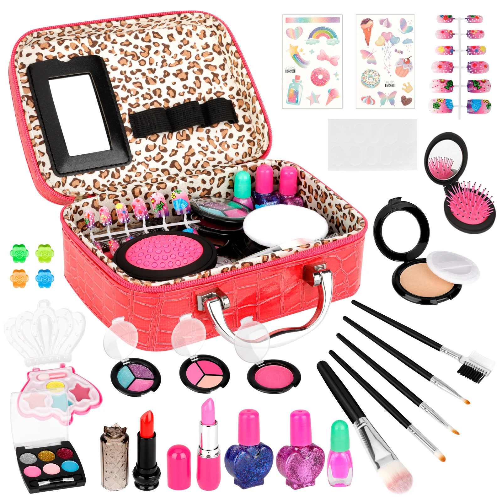 Kids Makeup Kit for Girl, Kids Washable Makeup Girls Toys, Girls Makeup Kit  for Kids with Cute Cat Bag, Real Make up Set for Kid Little Girls Toddlers