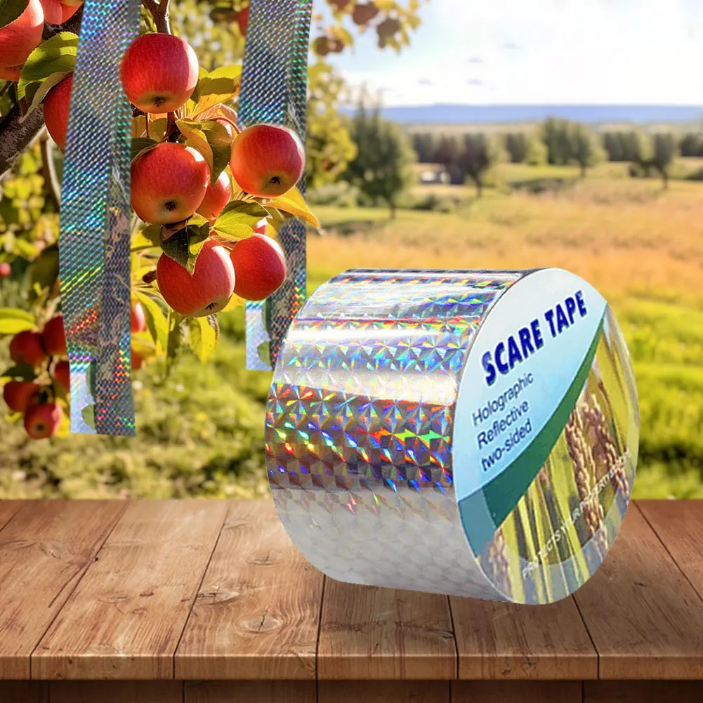 2.4cmx50m/4.8cmx50m Reflectve Bird Scare Ribbon Double Side Laser Bird Scare Tape Keep Birds Away to Stop Damage