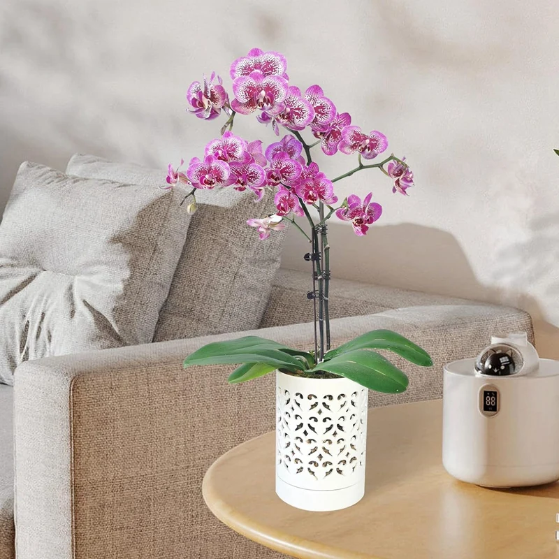 Orchid Pots With Holes,4 Inch Ceramic Orchid Pot For Repotting, Flower Planter Pot Indoor Outdoor, Breathable