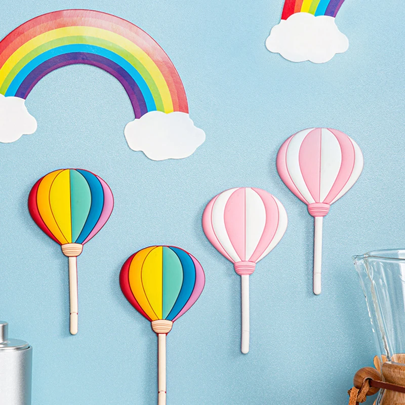 Hot Air Balloon Wall Hooks Umbrella Adhesive Fridge for Keys Wall Crochet Holder Removable Kitchen Washed holder Hook Home Decor 4