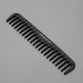 Pettine Nero a Denti Larghi per Taglio Capelli, Spazzola Professionale per Barbiere e Parrucchiere, Pettine in Carbonio per Tagliacapelli
