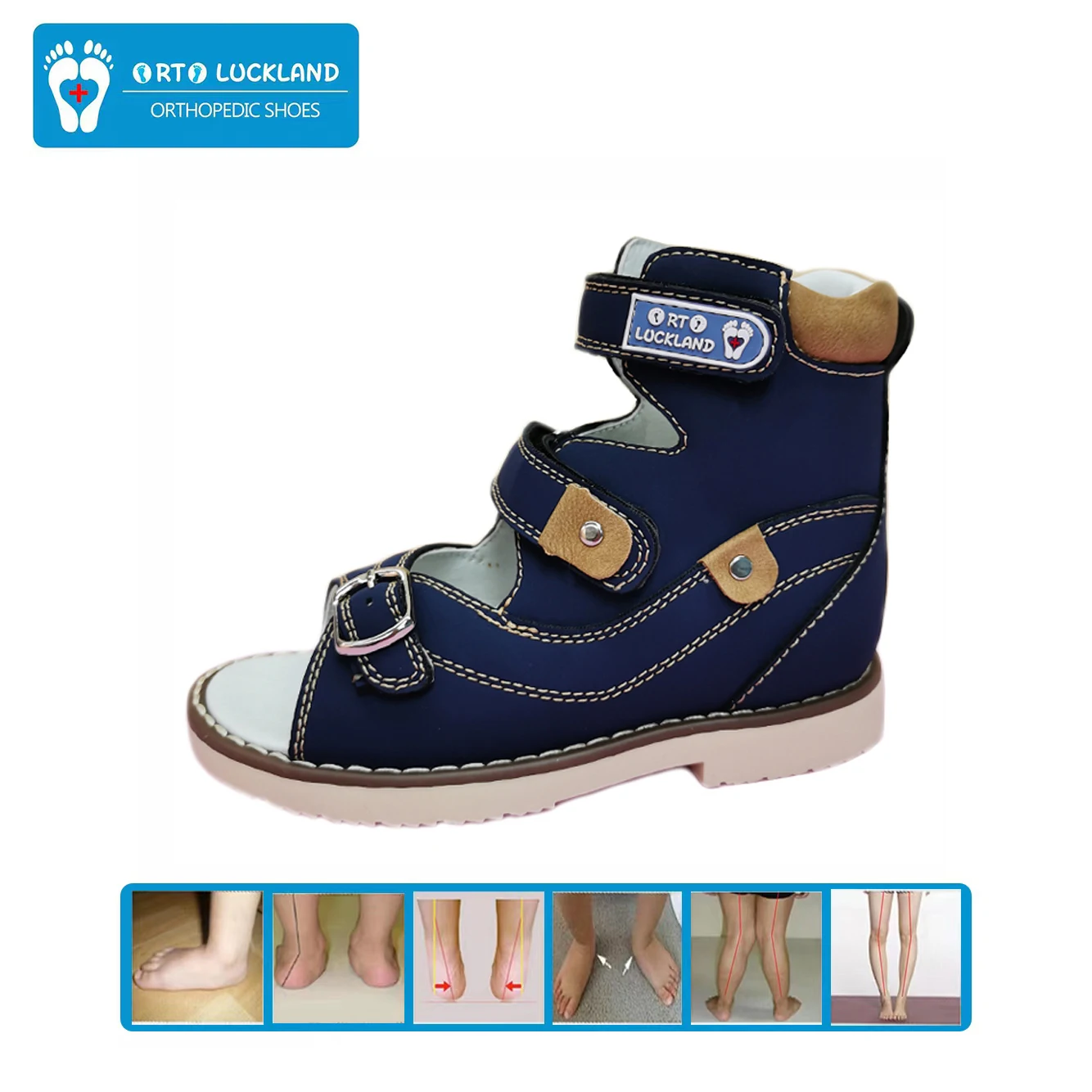Kids Shoes Children Sandals Kids Sandals Ortoluckland Leather Orthopedic for Boys Girls Flatfeet Arch Support Sole Size22 to31