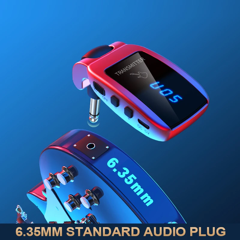 기타 이어폰 앰프 기타 베이스 전기 악기용, USB 충전식 포켓 기타 앰프 사용 시간 최대 8h 5.8GHz