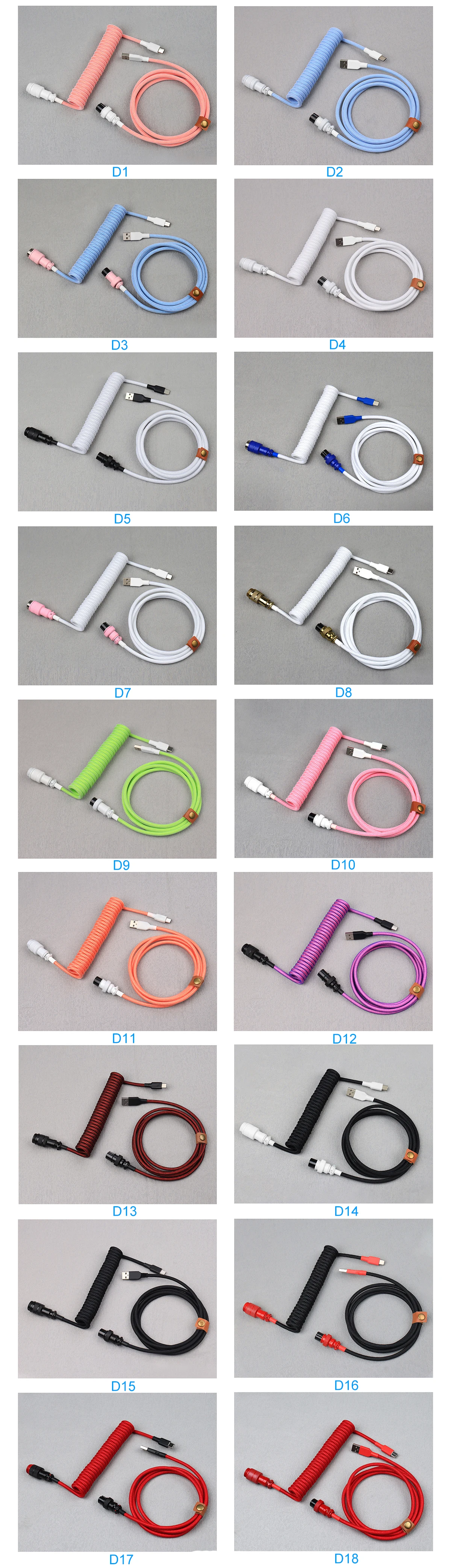 LANO USB A to Type C for Mechanical Gaming Keyboard Double Sleeved Wire with GX16 Detachable Aviator Coiled Power Cable 18 S77a82326ec20433b83f69a15e8ed8b006