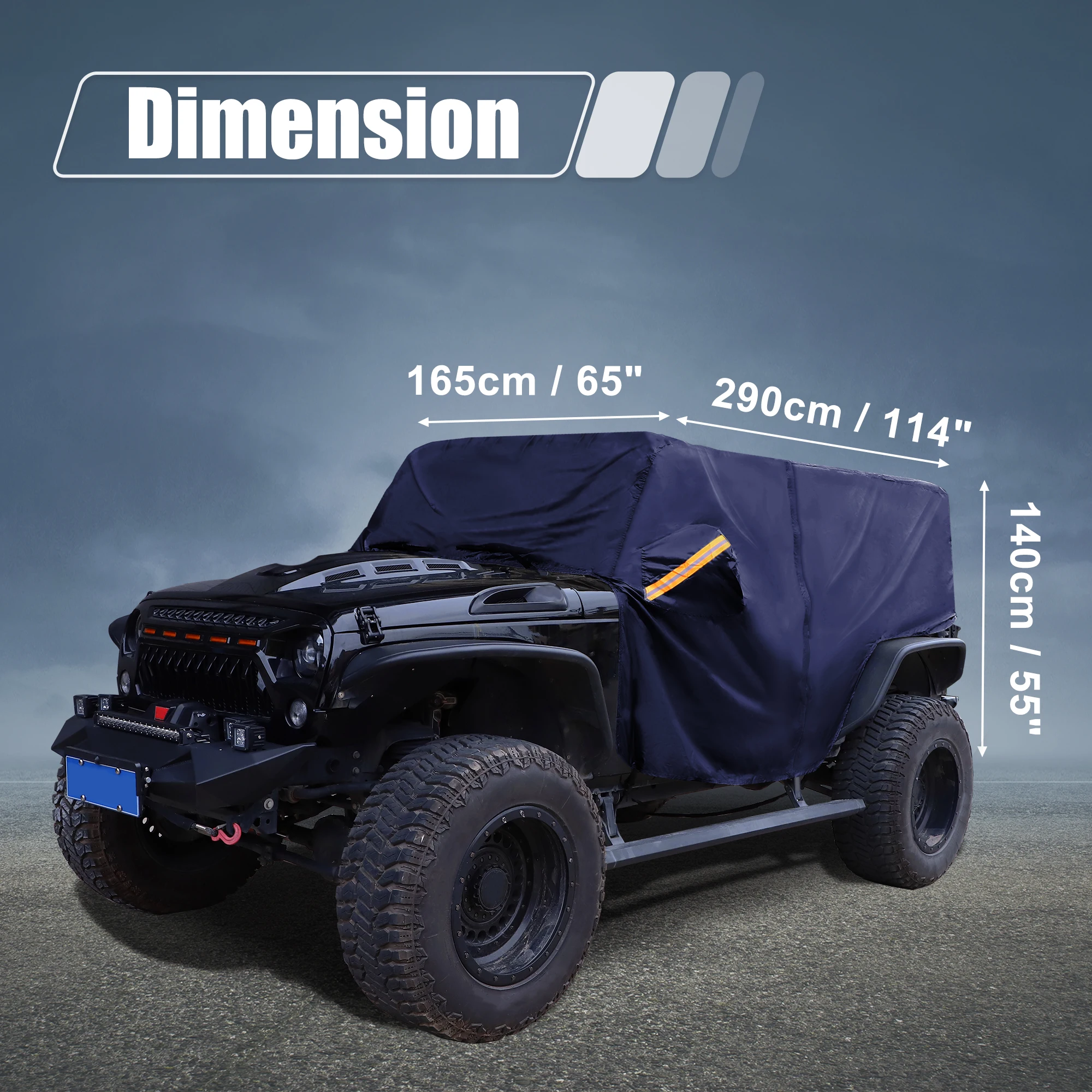 Autohoes voor compatibel met Jeep Wrangler 2-deurs waterdichte beschermhoes voor alle weersomstandigheden, 210D buitenhoes, Wrangler hoezen voor CJ, YJ, TJ, JK UV-bescherming, volledige autohoes met