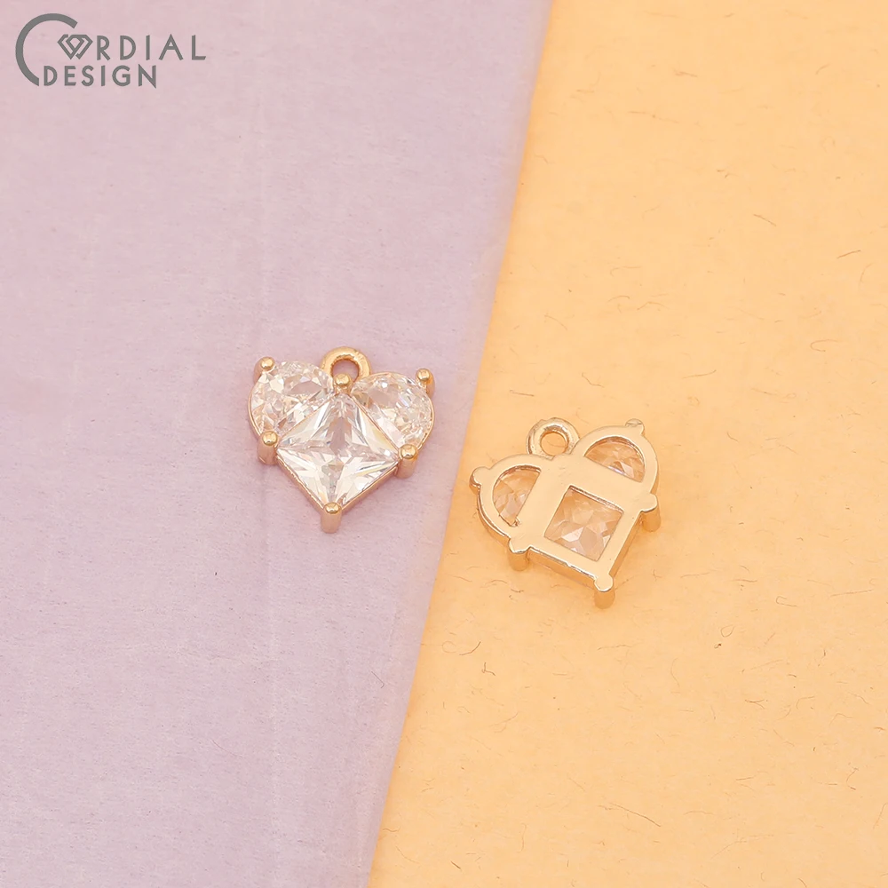 Cordial Design 40Pcs Jewelry Accessories/CZ Charms/DIY Making/Heart Shape/Earring Findings/Hand Made/Pendant For Necklace - cordial