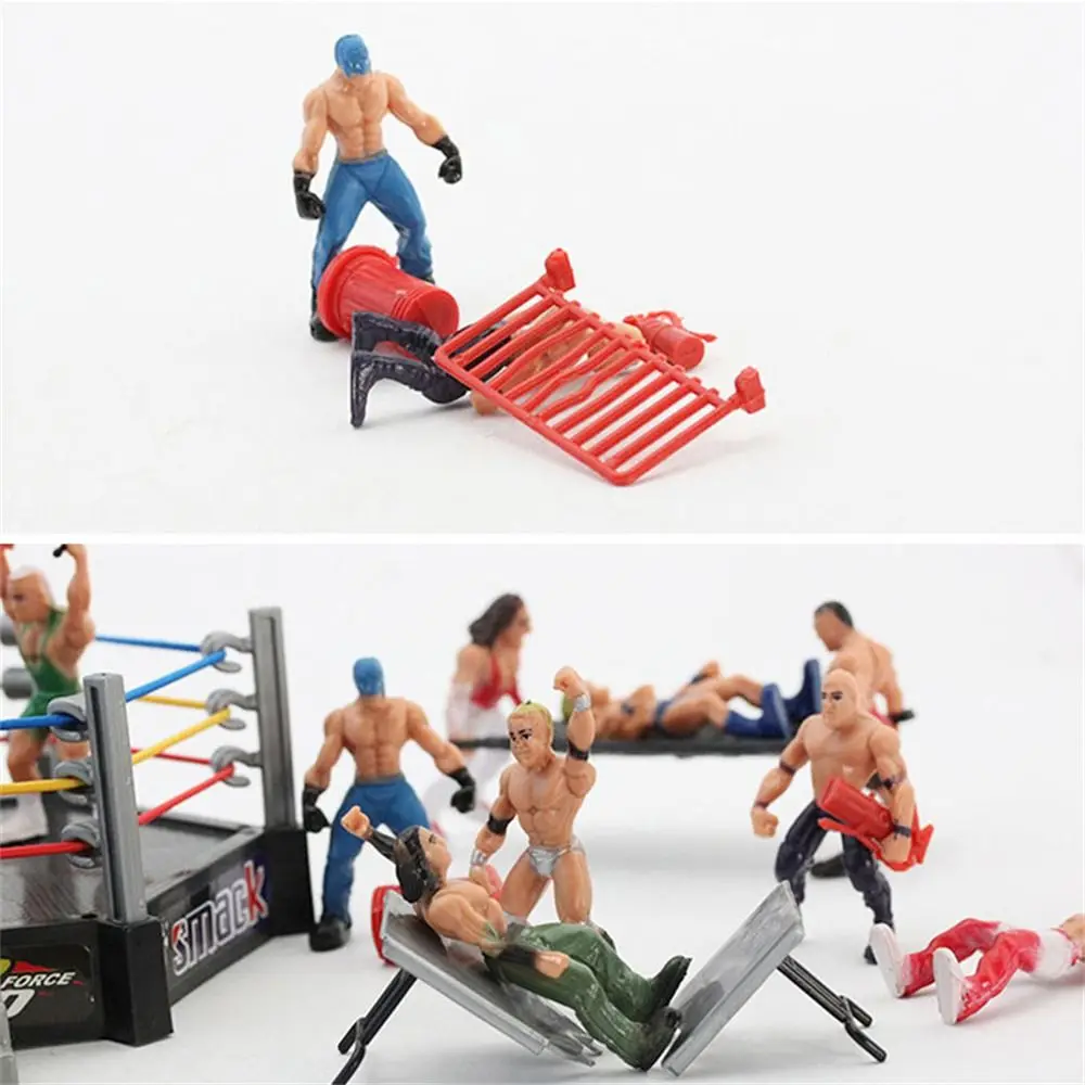 Fighting Station Wrestling Toys Arena Cage Wrestler Athlete Wrestling Figure Action Figures Miniature Toys Gladiator Model Set