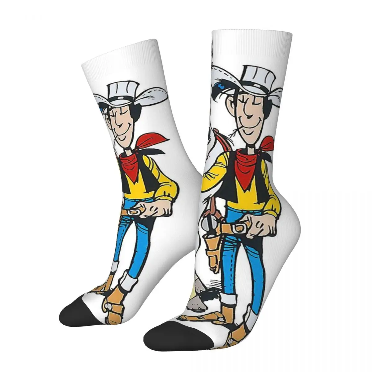 Horse Vintage Harajuku Lucky Luke Men Women Round neck Socks Cycling Novelty Spring Summer Autumn Winter Stockings Gift