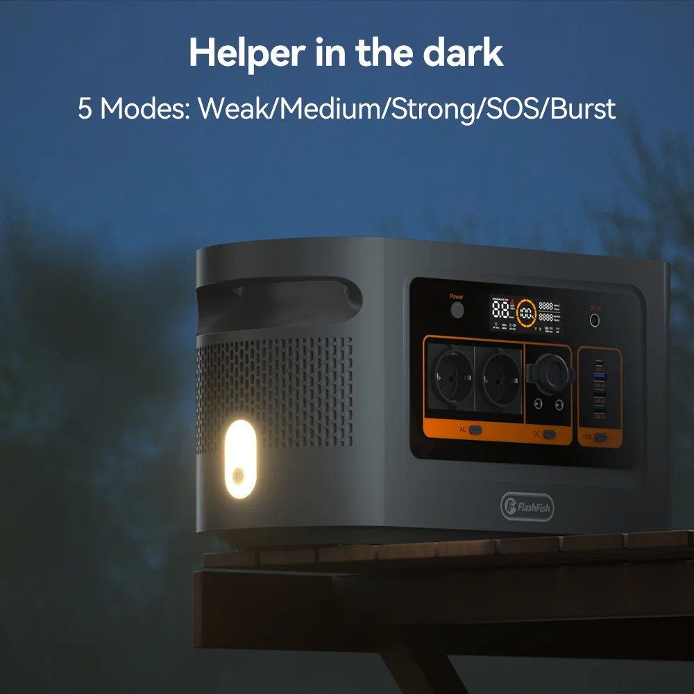 FF Flashfish QE02D Lifepo4 1008Wh Rechargeable Portable Power Station 1200W 315000mAh Solar Generator UPS AC Wireless Battery 4
