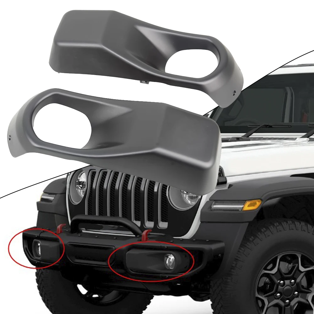 1-Pair Front Bumper Fog Light Lamp Cover Cap For JEEP-Wrangler JL 2018+ ABS Fog Lamp Bezel Frame Left-Right Car Accessories