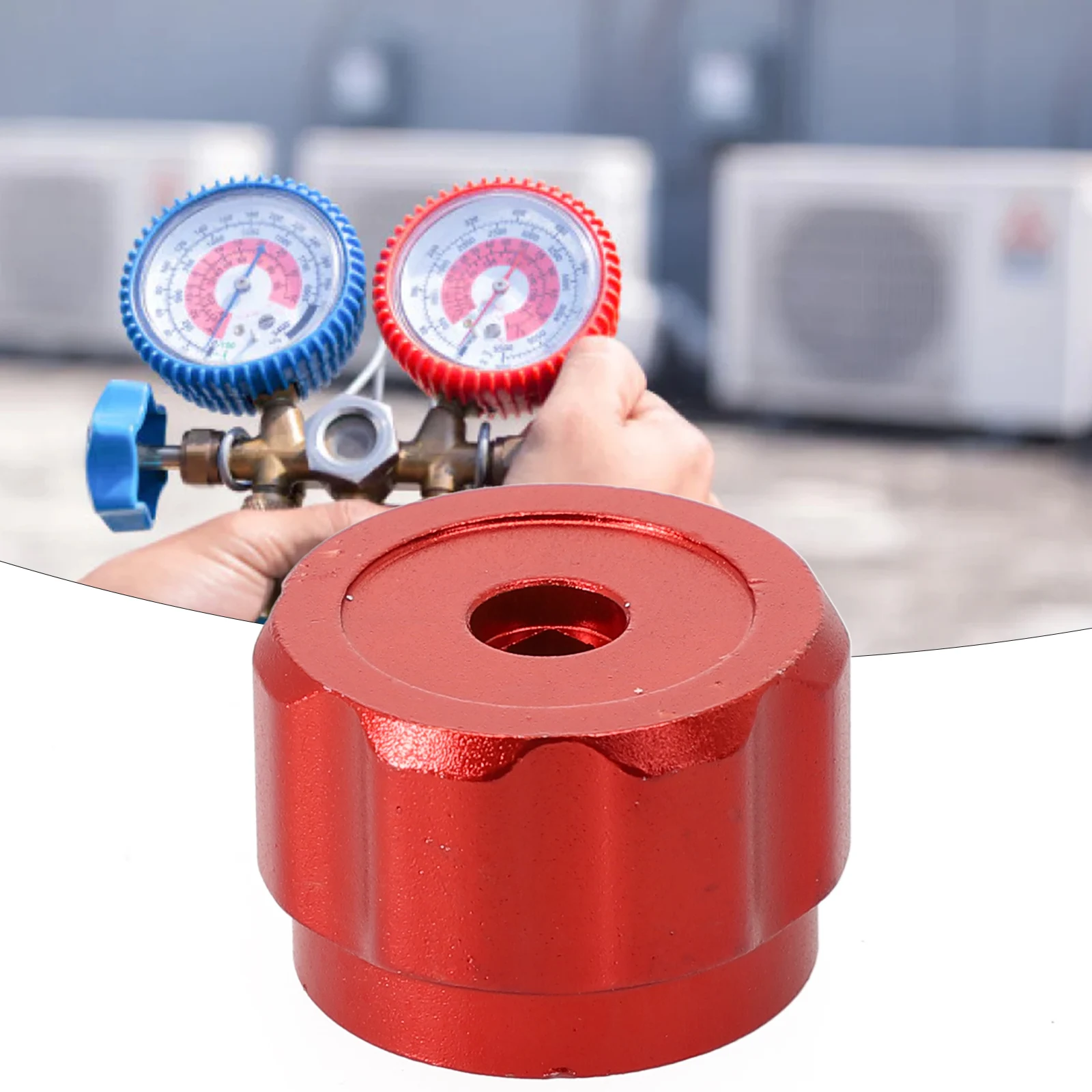 

1pc Round Wheel Handle Aluminum Alloy Faucet Handles Manifold Gauges Knob Red Air Conditioner Install & Maintain Tool