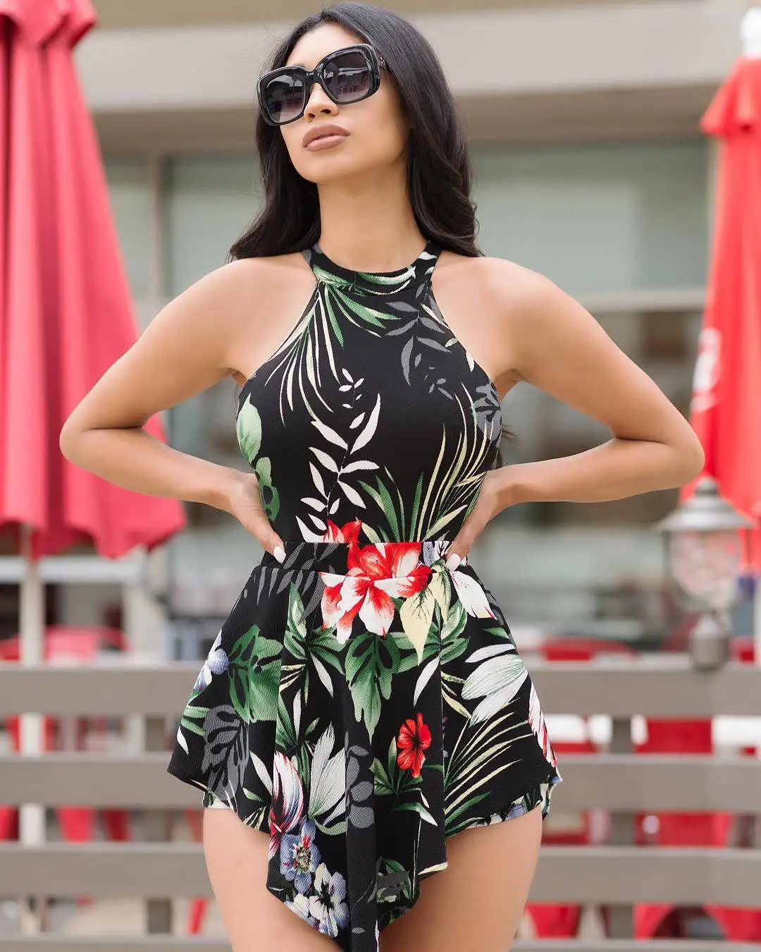 BKLD Spring Summer New Sleeveless Sexy Open Back Fashion Floral Printed Short Jumpsuit Womans Clothing One Pieces Romper