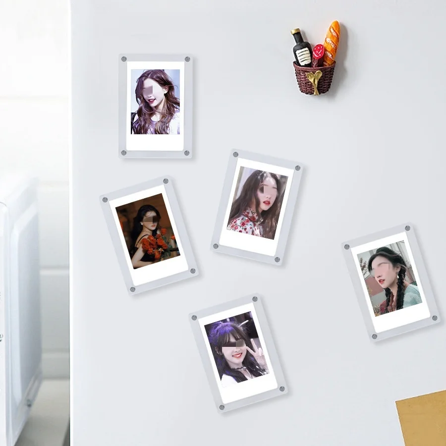Polaroid 3inch Photo Refrigerator Magnetic Photo Frame Creative Transparent Acrylic Magnet Diy Assembled Display Stand 1