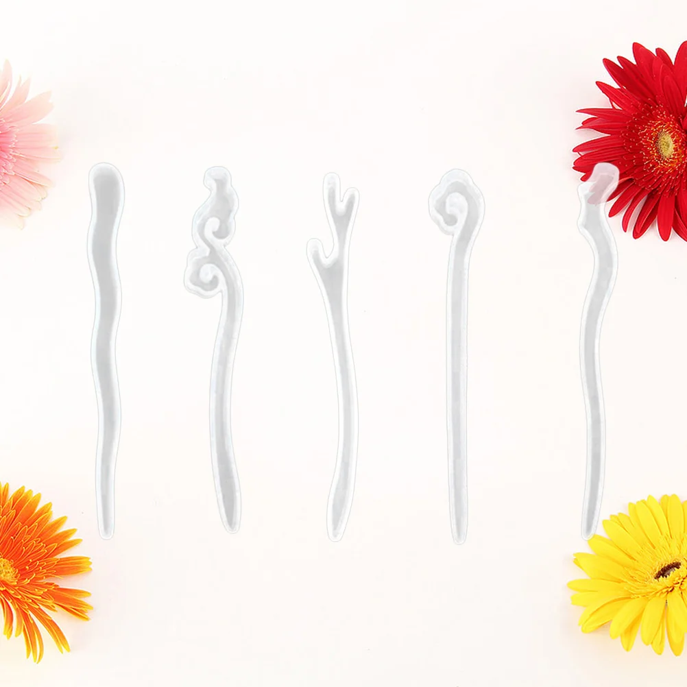 

5 Pcs Glue Molds Hair Pin Epoxy Resin Vintage Silicone Hairpin Manual Miss Clips