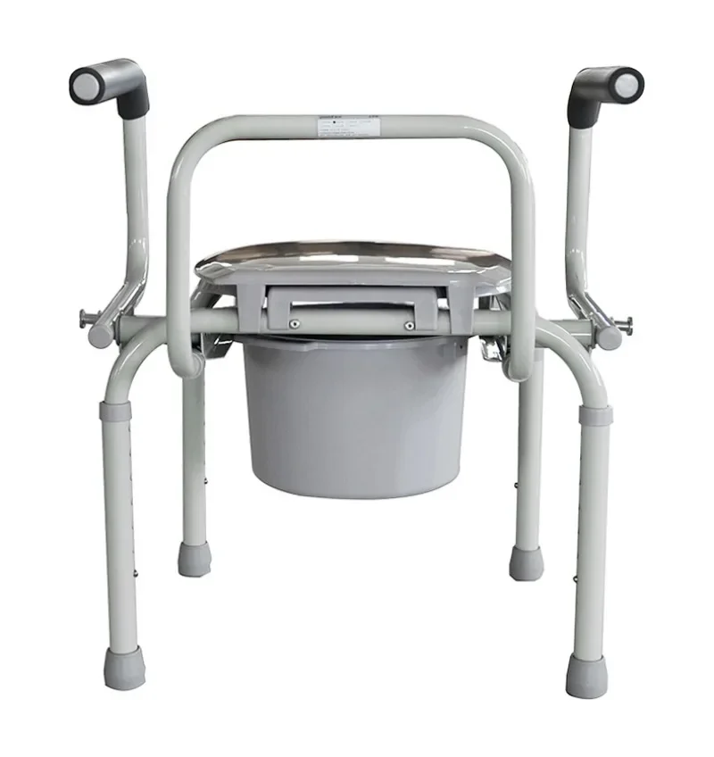 Height-Modifiable Commode Safe Bathroom ChairSupport BarsAssisted Mobility Adjustable Comfort - Elderly and Disabled Support 3