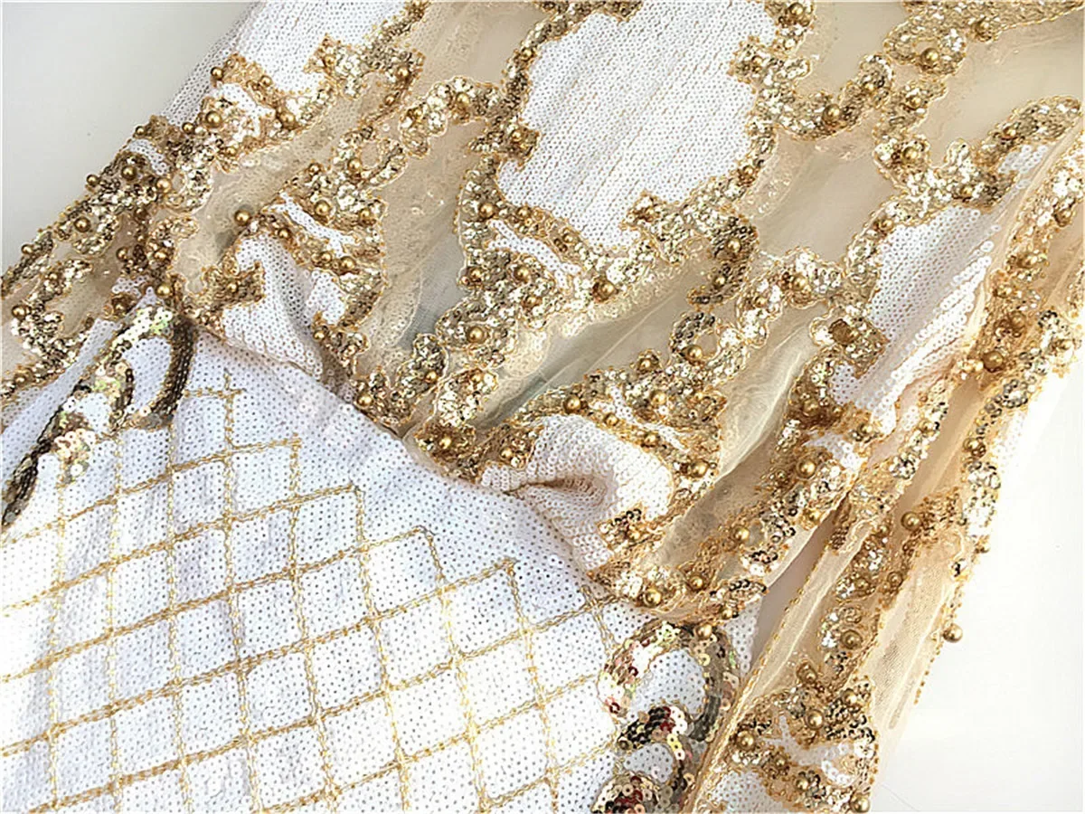 2 Pcs Set Women Sparkling Sequin Gold Crop Tops Flower Shirt Shiny Transparent Gauze With Mini Short Skirt Night Club Party 2024