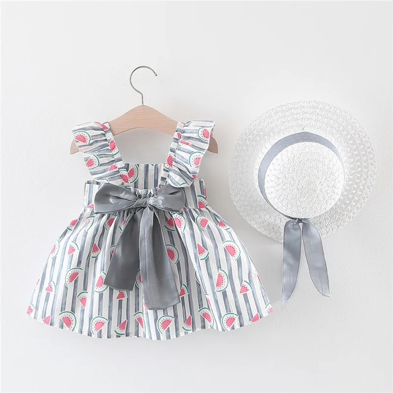 

2022 Summer Dress For Kids Princess Dress For Girls Sleeveless Children Dresses Printting Bow Baby Girls Clothing 0-1-2-3 Years