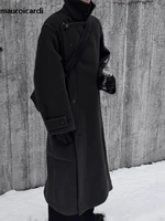 Mauroicardi Autumn Winter Oversized Long Thick Soft Warm Black Wool Blends Coat Men Luxury Designer Clothes Woolen Overcoat 2024 1