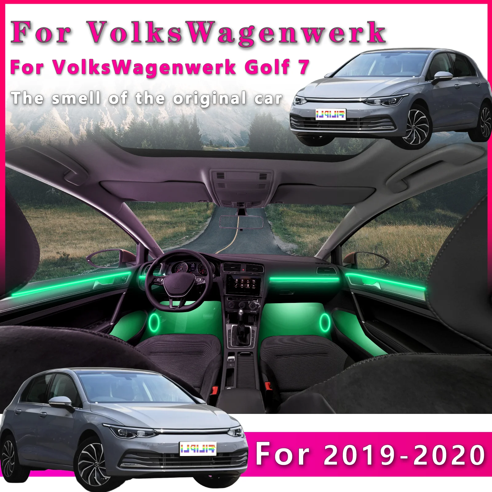 FILIPLI For VW Golf 7 Interior LED Strip with Versatile Lighting Modes Full 64Color Stream to Make Driving More Alluring