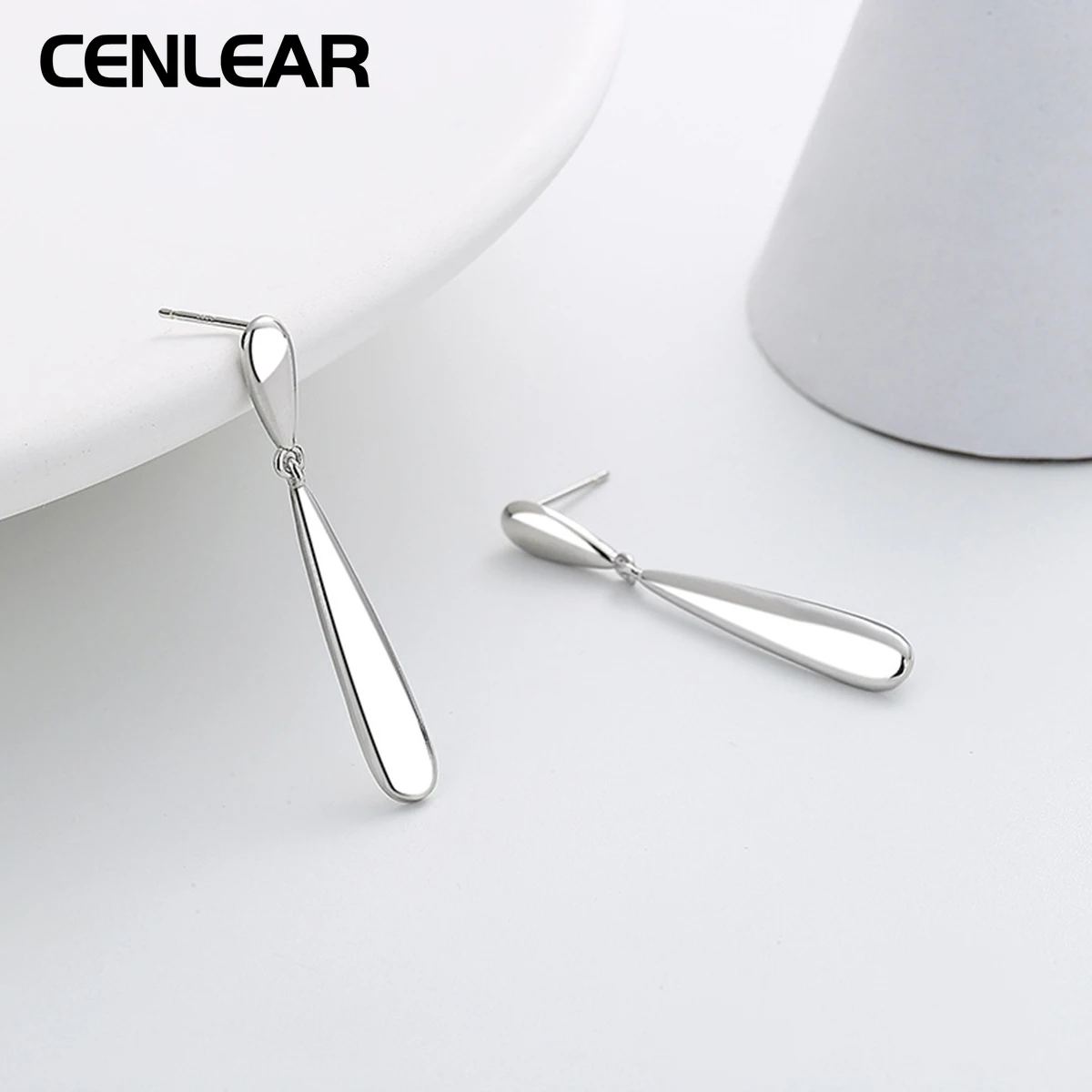 

CENLEAR 925 пробы серебряные гладкие геометрические серьги минималистские серьги-капельки в стиле ins с бесплатной доставкой